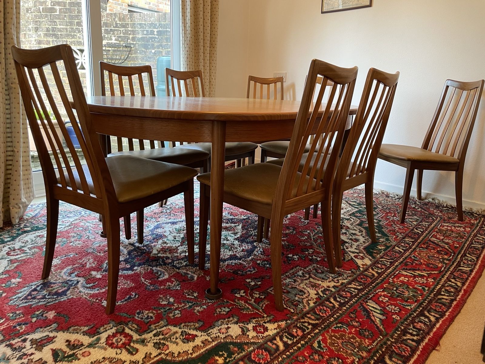 G Plan Fresco Teak Oval Extending Dining Table And 8 Chairs photo for sale