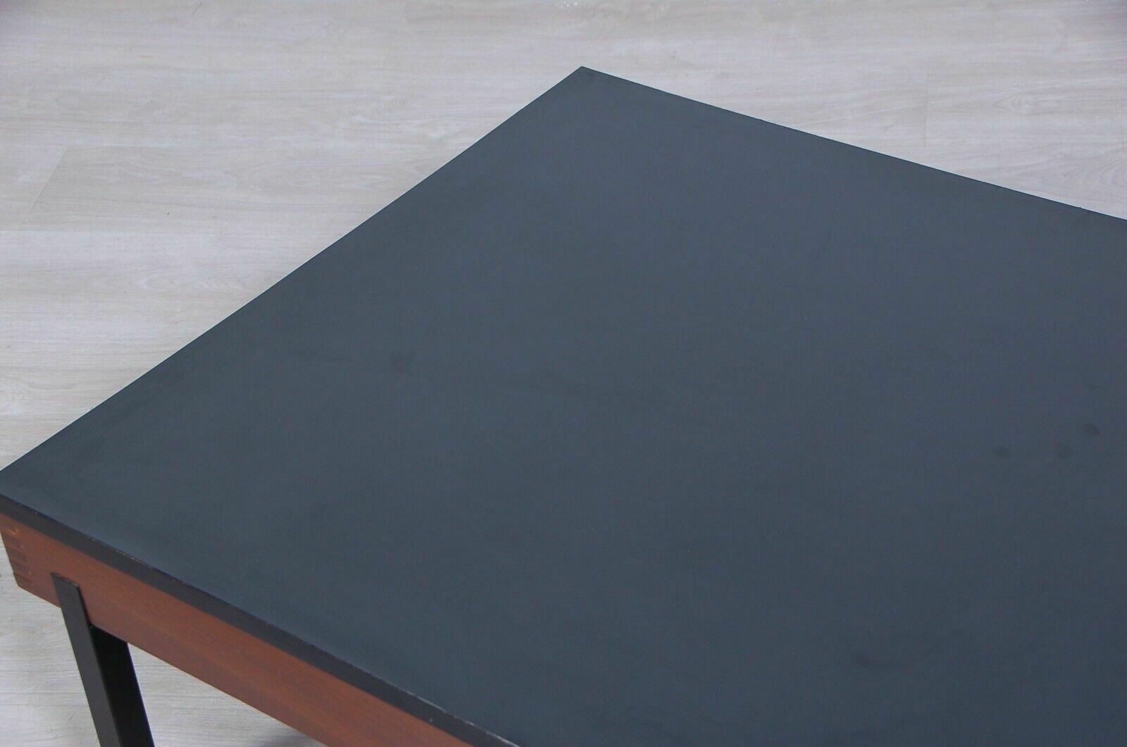 Furniture Vintage Coffee Table Design 50s 60s Two Tone Wood Iron Formica photo