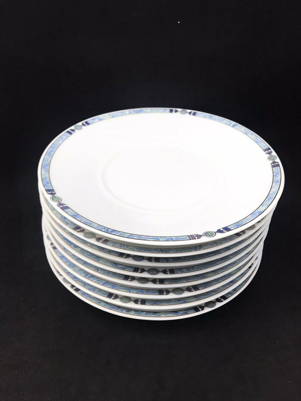 Saucers Limoges Orion Pattern Medard De Noblat 8 Replacement 15 Cm /5.9 Inches Diameter Small Soup Plate Pasta Plate Wedding Gift Gold Rim photo vinterior