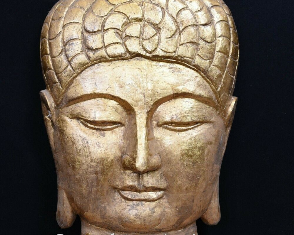photo for sale Carved Tibetan Buddha Bust   Hand Carved Buddhist Art Sculpture
