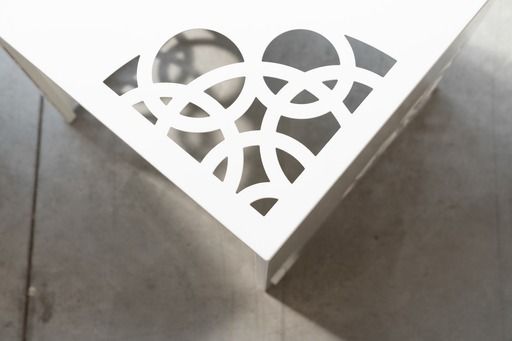 Coffee Tables In White Lacquered Iron, With Circular Laser Cut Engravings, Set Of 2, 2013s photo vintage