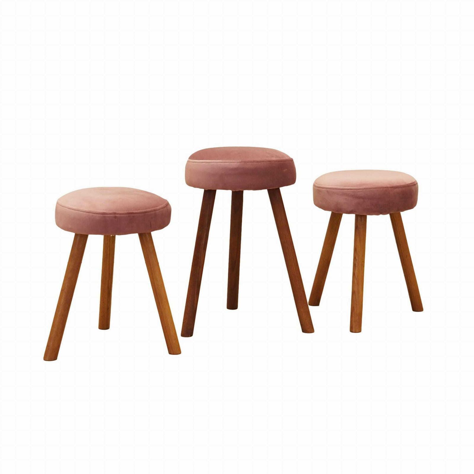 Set Of Three Pink Footstools, Danish Design, 1960s, Production: Denmark