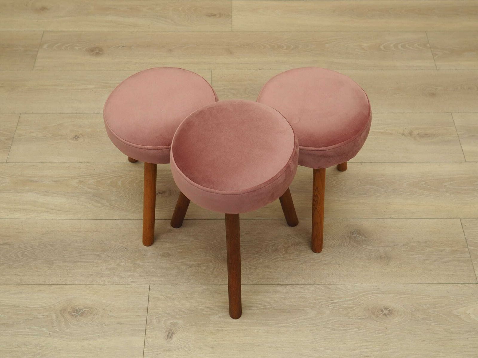 Set Of Three Pink Footstools, Danish Design, 1960s, Production: Denmark photo Furniture