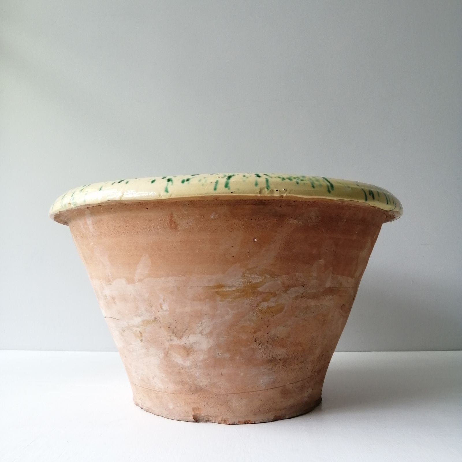 Home Decor Antique Italian Passata /Dairy Bowl Drip Glaze 1900s  Puglia Italy photo