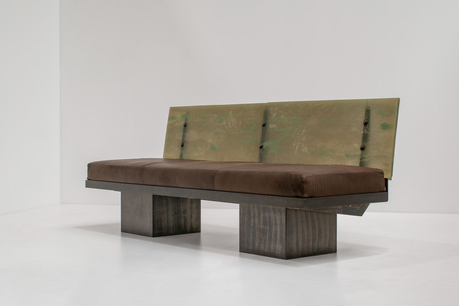 Sculptural Post Modern Steel Sofa, France 1980s photo vintage