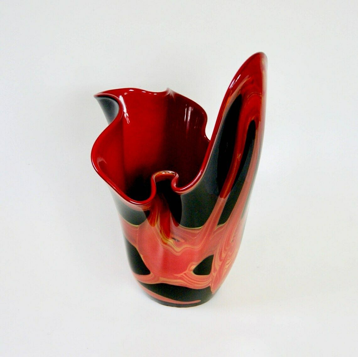 Vintage 1980s Bohemian / Czech Glass Handkerchief Vase photo for sale