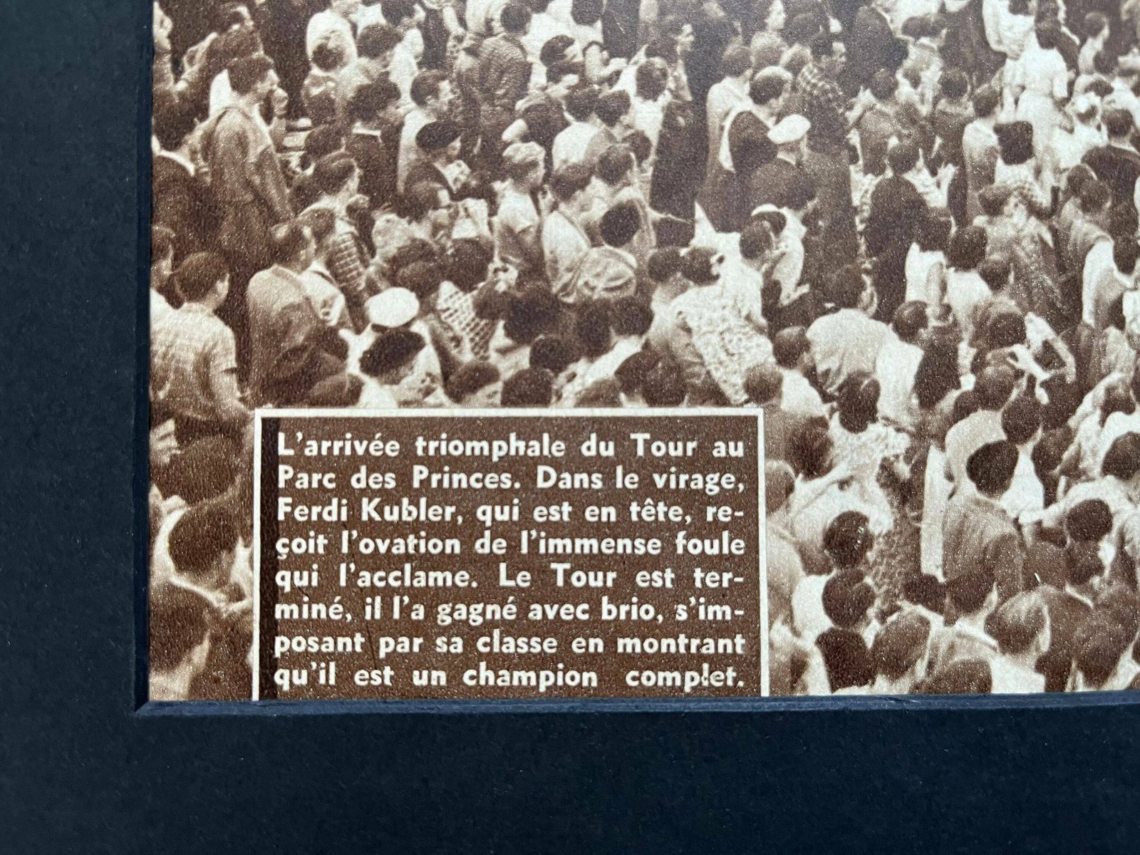 Vintage Tour De France Cycling Print   Ferdi Kubler 1950 Parc Des Princes photo for sale
