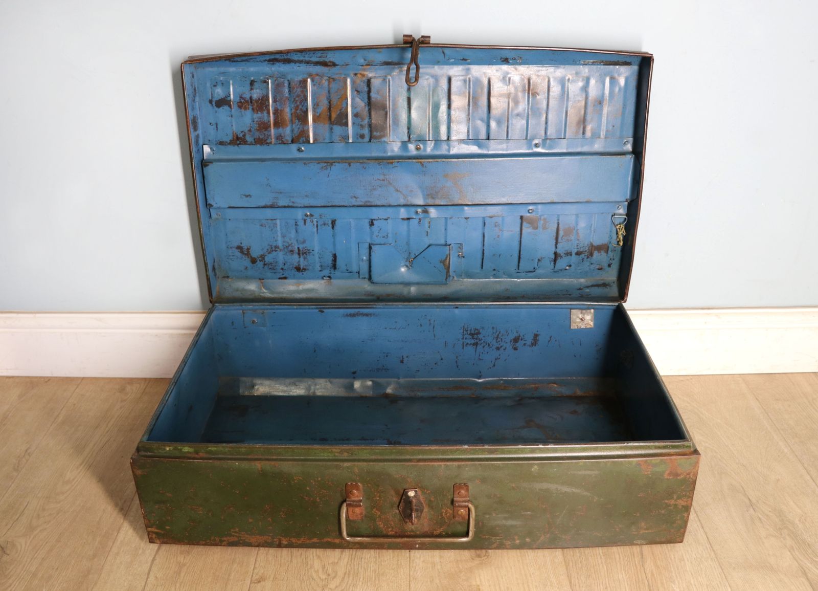 photo furniture A Vintage Metal Trunk Later Sign Written For Film Noir