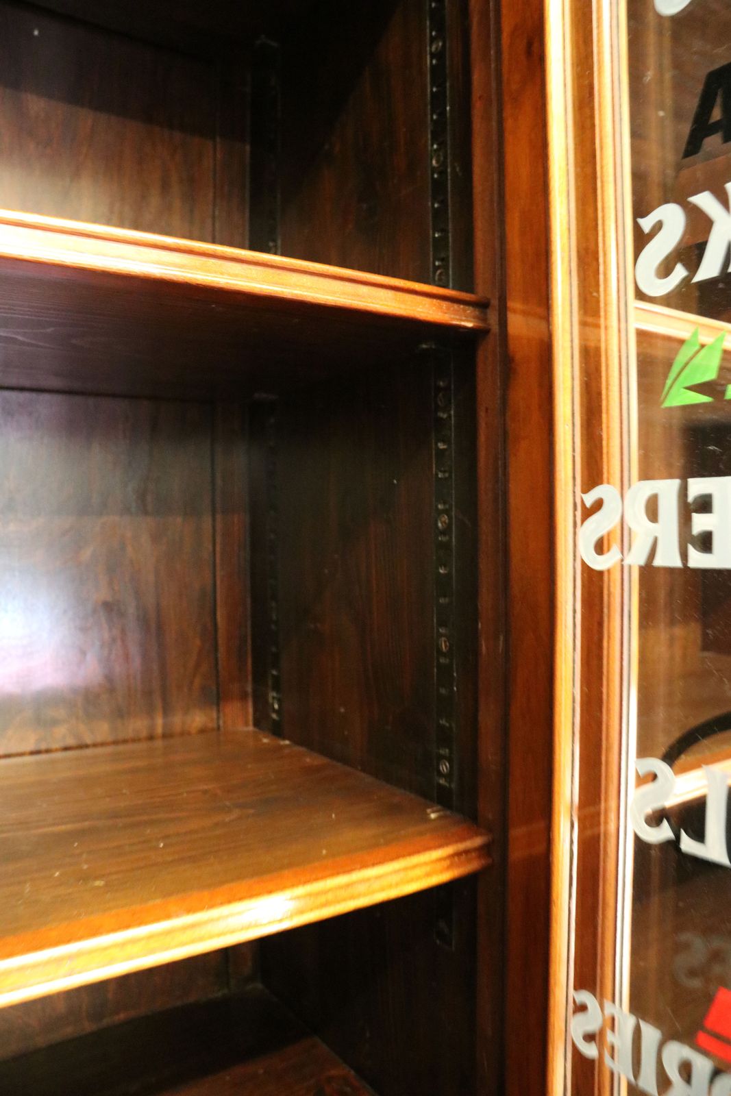 3495.0 A Victorian American Solid Walnut Shop Cabinet, Later Sign Written For Use In Fishing Supplies Shop. photo