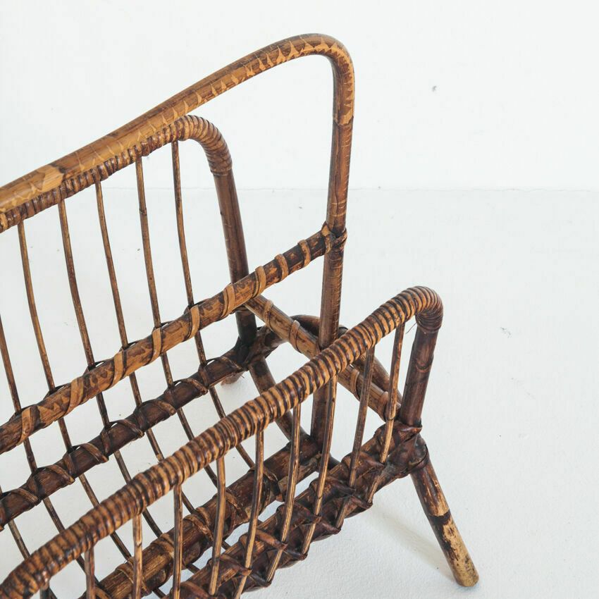 Vintage Rattan Magazine Holder, France 1960 photo buy