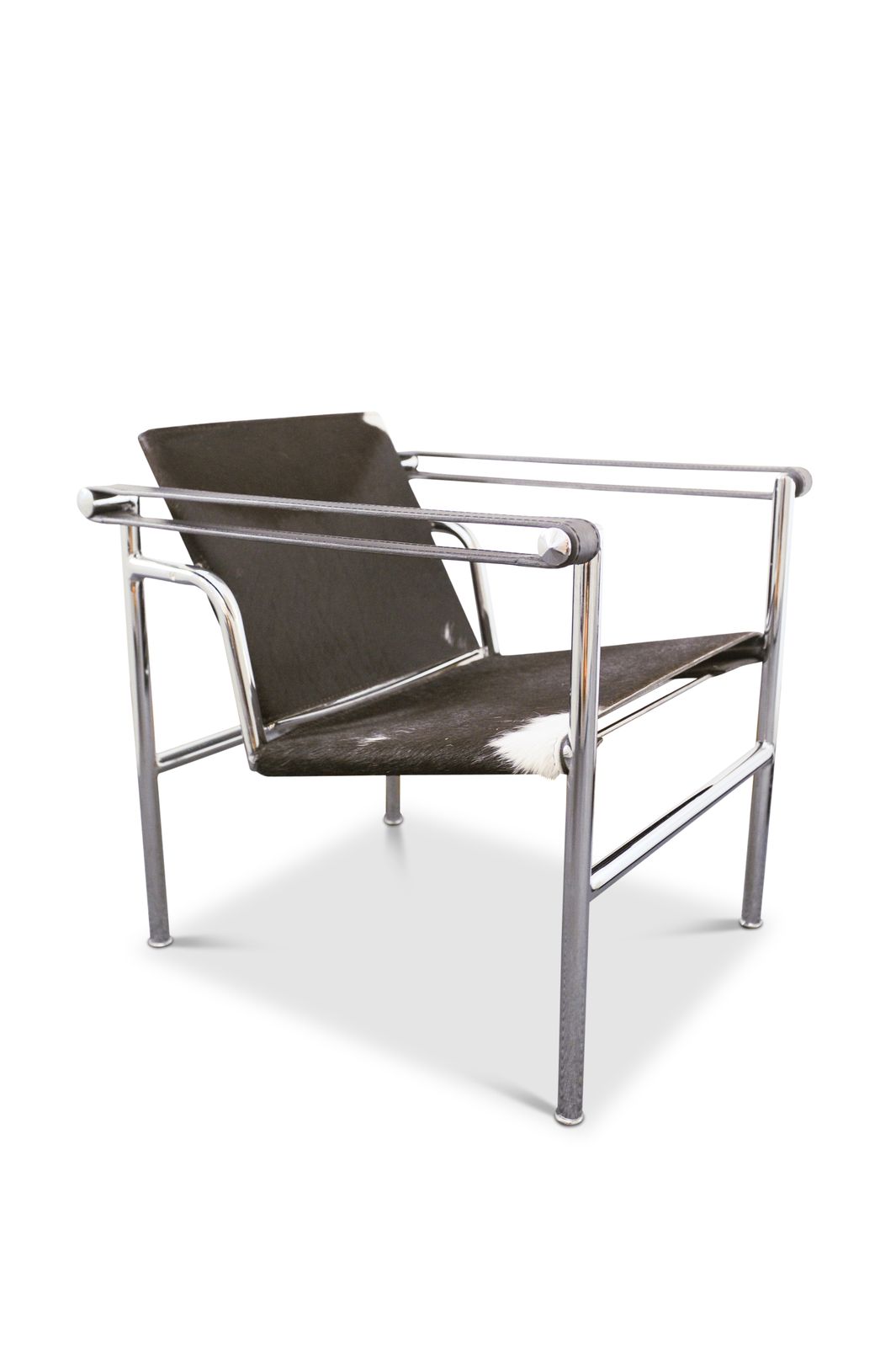 Le Corbusier, Pierre Jeanneret, Charlotte Perriand Design Lc1 Pony Skin Tubular Frame Sling Armchair No Labels Price Per Chair Two In Stock Ol photo vinterior