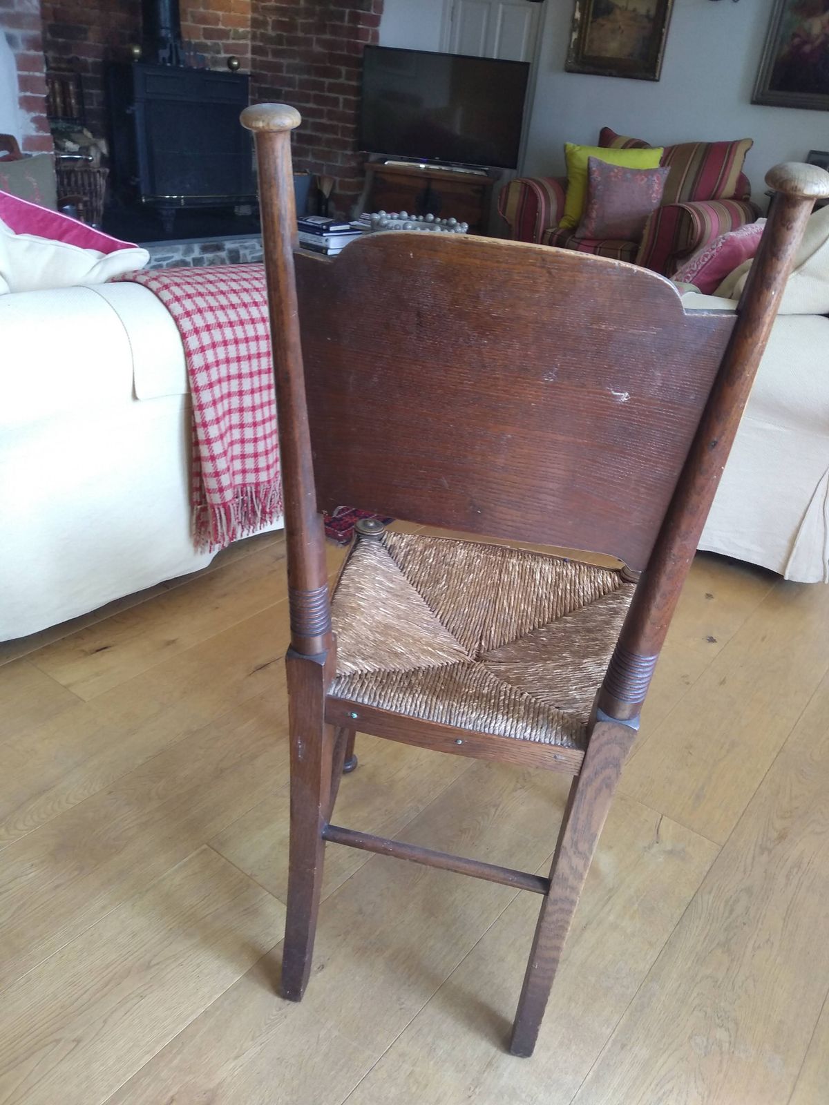 William Birch Dark Oak And Rattan Chairs Circa 1900 X8. photo for sale
