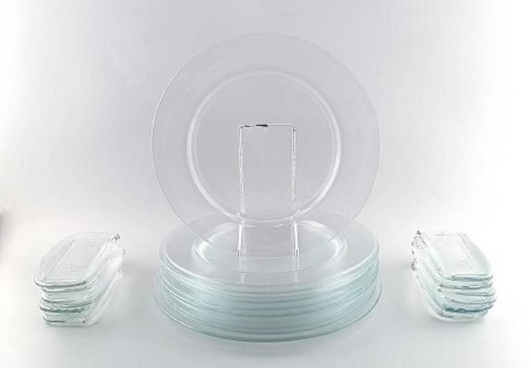 Reijmyre Glassworks, "Operakällaren", 12 Cover Plates, 12 Bread Dishes, 1980s photo furniture