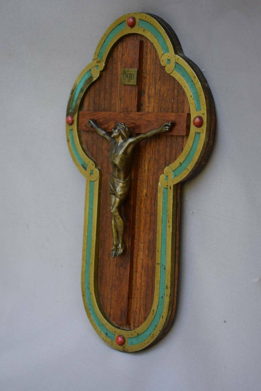 Art Nouveau Wood Crucifix For Wall Cross Bronze photo furniture