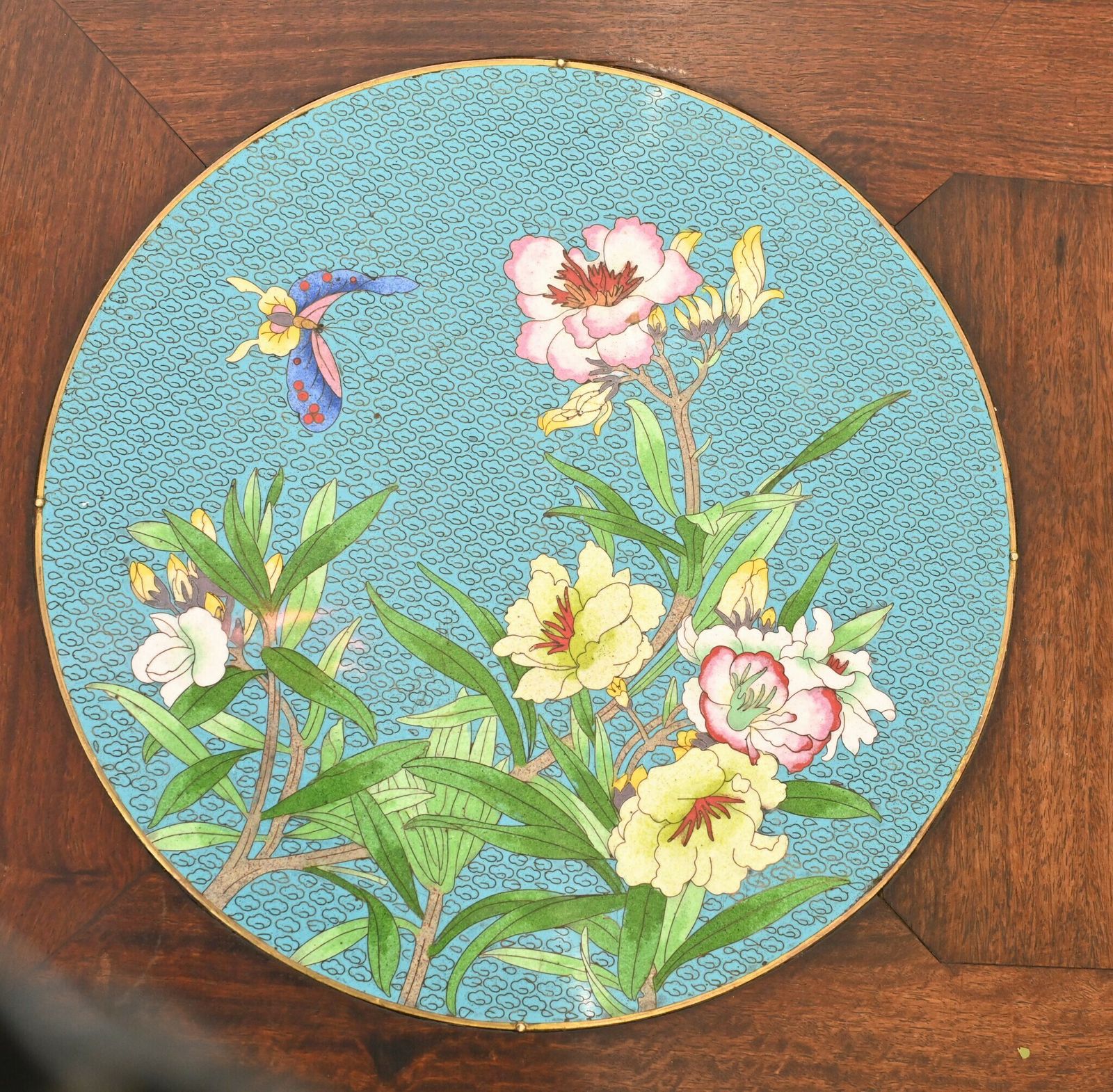 Chinese Console Table Hardwood Cloisonne Porcelain Plates photo 1750.0
