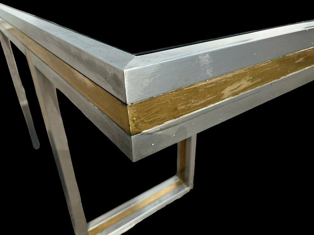 photo for sale Italian Steel And Brass Console, 1970s
