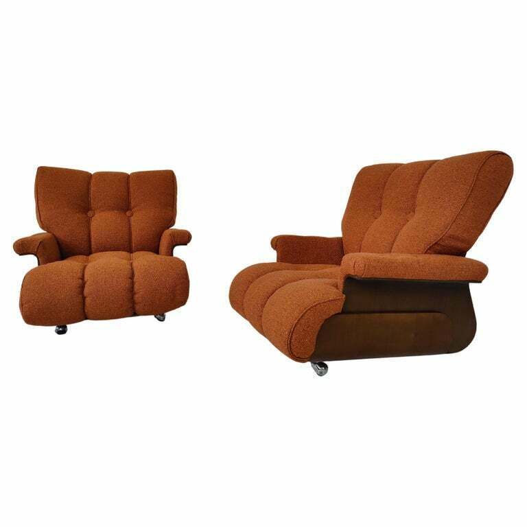 Pair Of Italian Orange Mid Century Modern Armchairs photo furniture