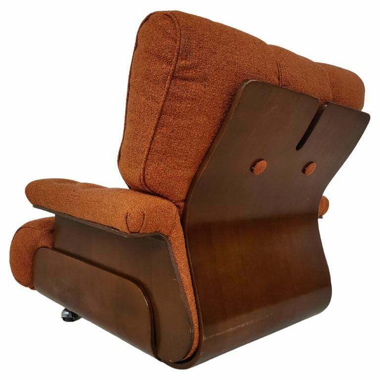 Pair Of Italian Orange Mid Century Modern Armchairs photo buy