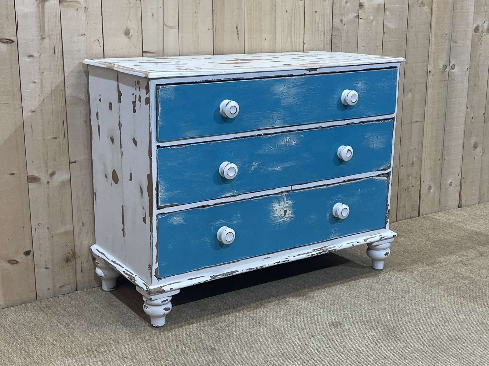 Victorian 19th Century Chest Of Drawers In Painted Fir photo vintage