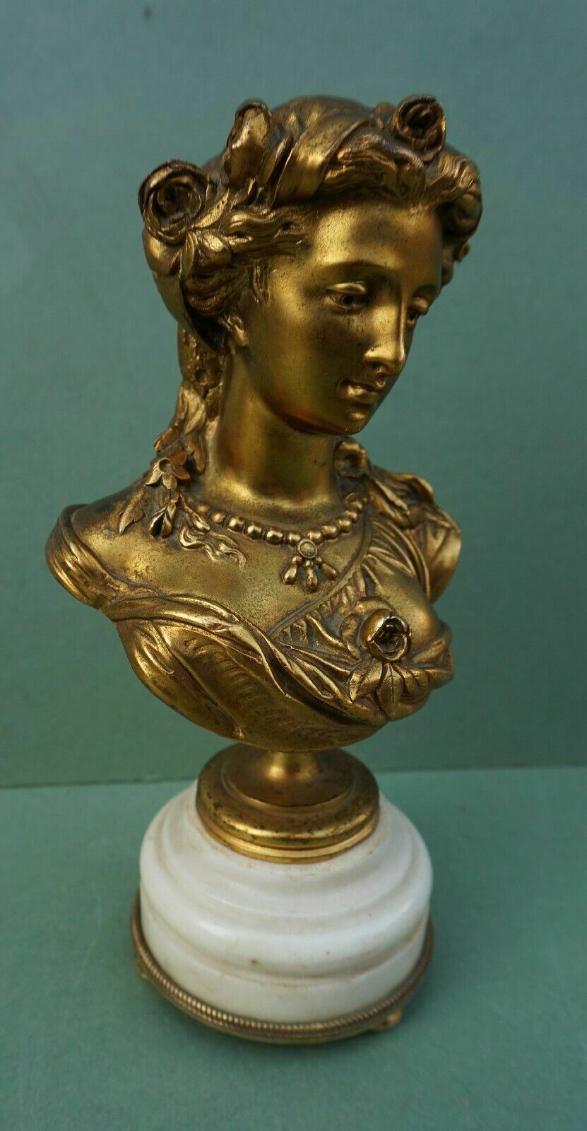 Antique French Gilt Bronze Bust Of A Lady Albert   Ernest Carrier Belleuse C19th photo vintage