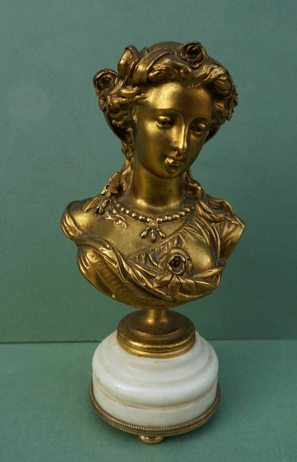 879.0 Antique French Gilt Bronze Bust Of A Lady Albert   Ernest Carrier Belleuse C19th photo