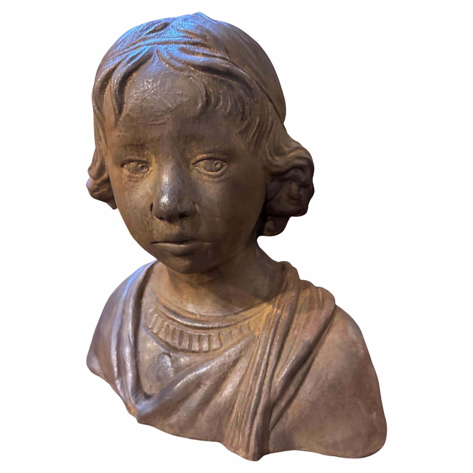 1930s Had Crafted Terracotta Sicilian Bust Of A Young Girl photo furniture
