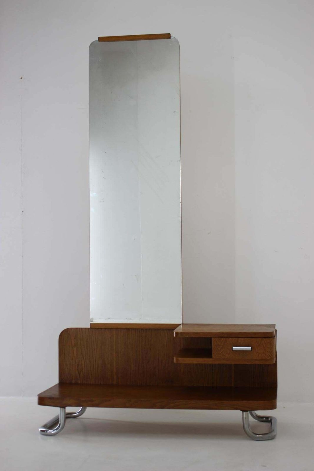 1950s Oak Bauhaus Mirror Cabinet, Czechoslovakia photo furniture