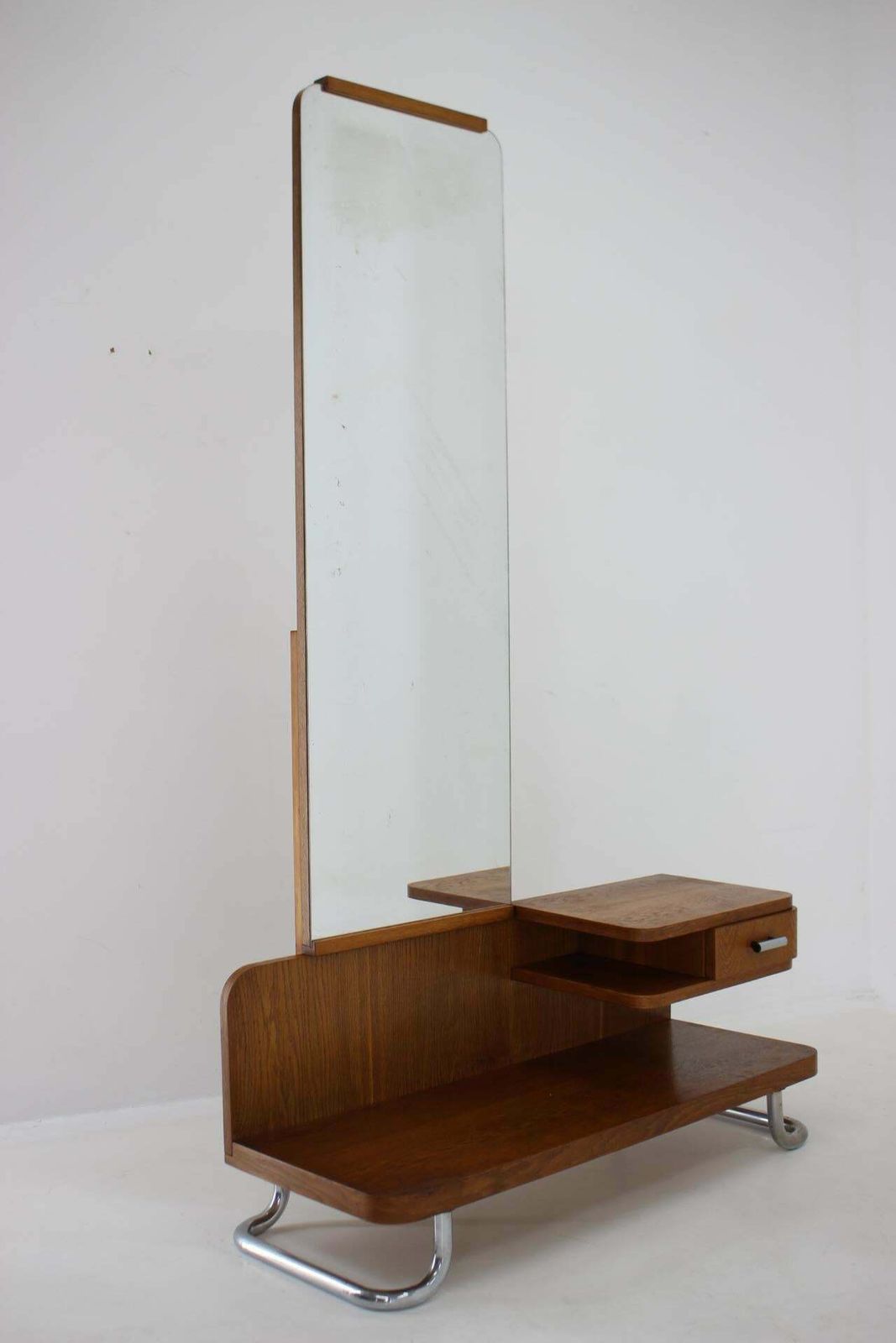 1950s Oak Bauhaus Mirror Cabinet, Czechoslovakia photo for sale