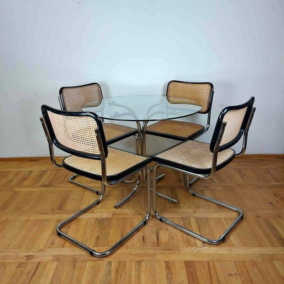 Mid Century Modern Italian Marcel Breuer B32 Cesca Chair, 70s Set Of 4 photo furniture