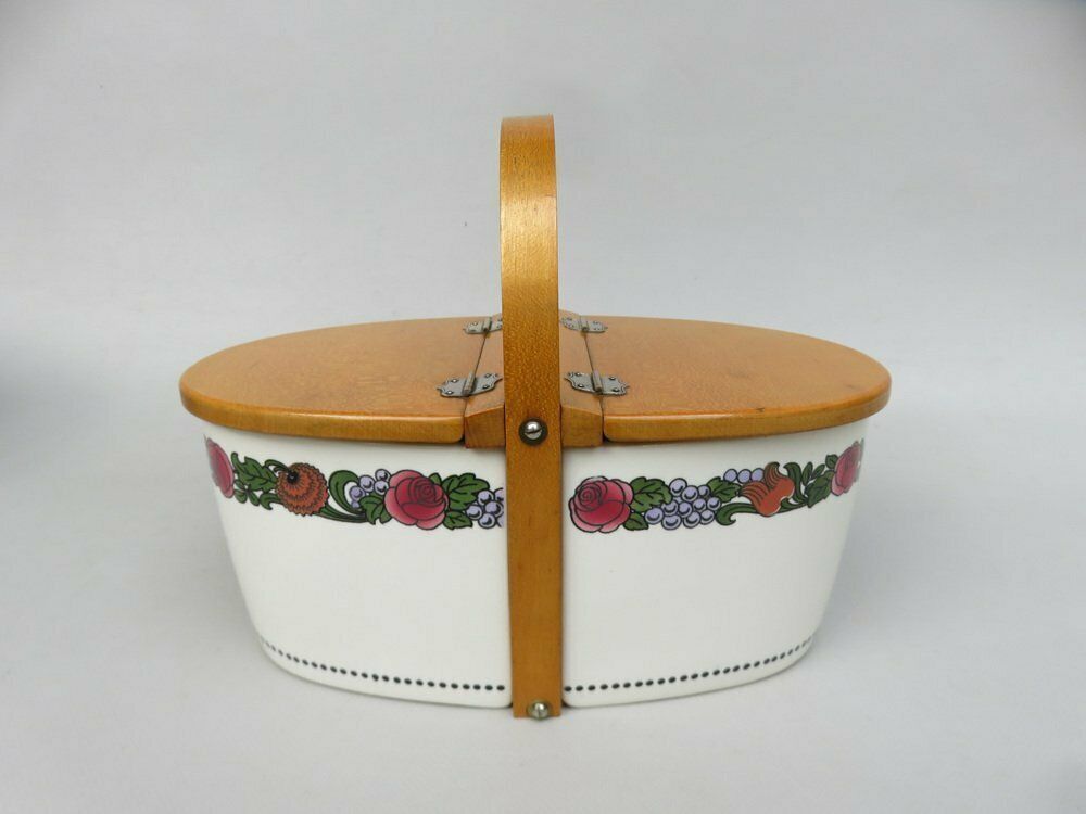 Art Nouveau Pastry Box In Ceramics And Wood, 1890s
