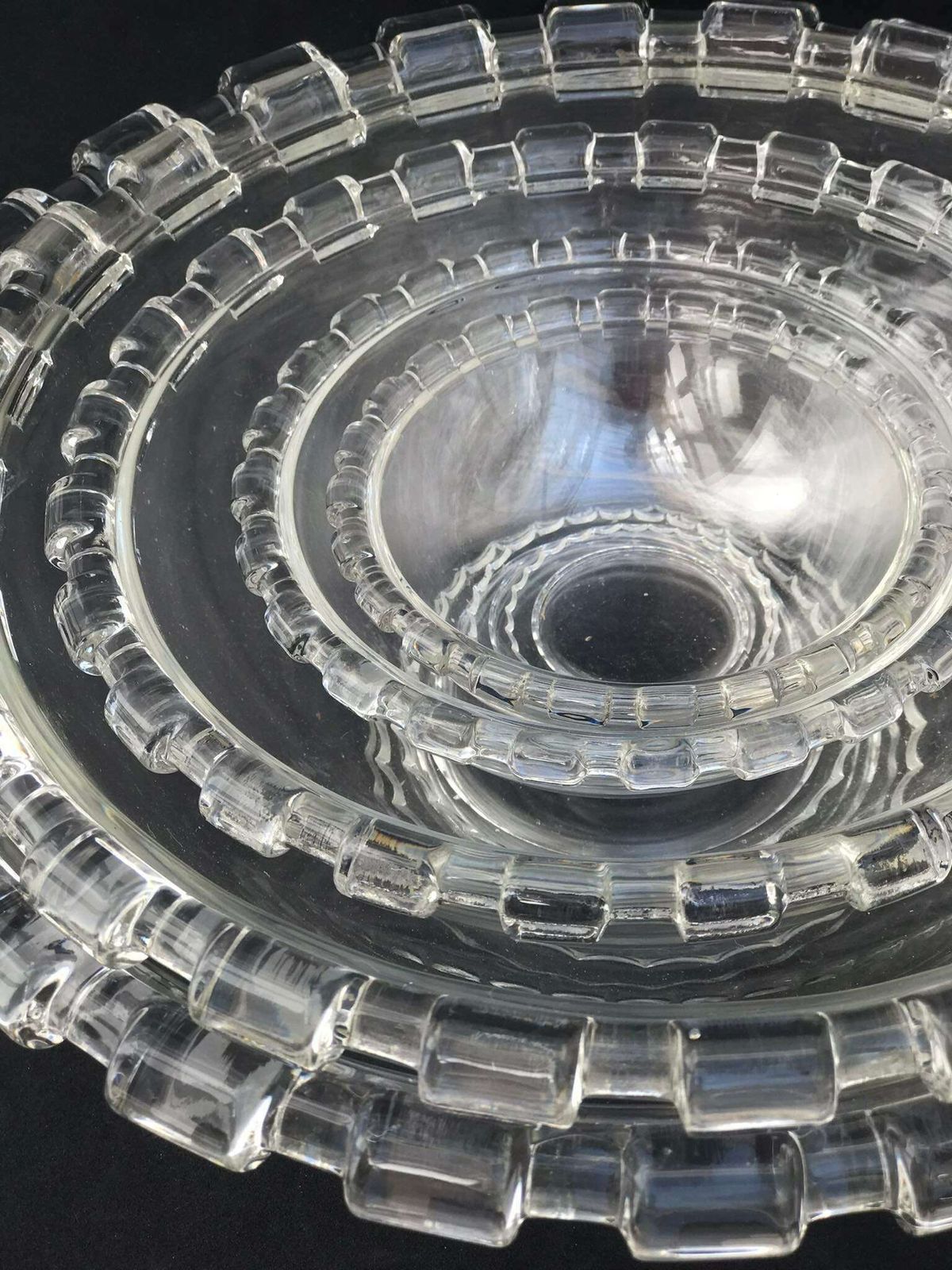 Set Of 5 Crystal Serving Dishes Or Bowls Displays By De Prestigious House Val Saint Lambert, Made In Belgium 1940s photo Home Decor