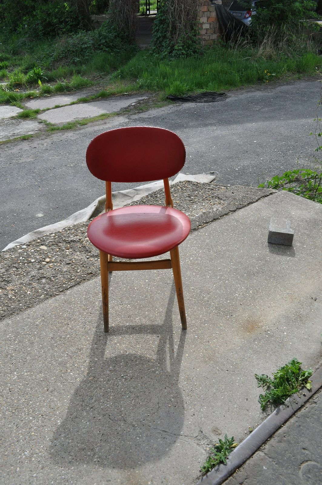 Retro Red Leatherette Chair From Hungary. photo furniture