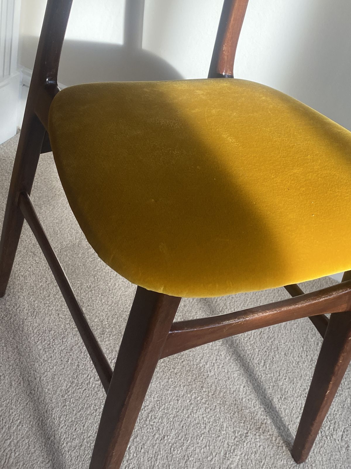 Vintage Dining Chairs Yellow Velvet photo furniture