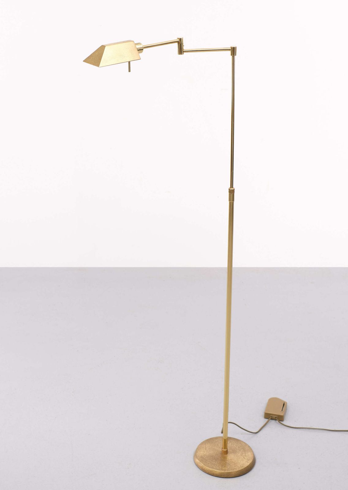 Holtkotter Brass Swing Arm Floor Lamp, 1970s, Germany photo Lighting