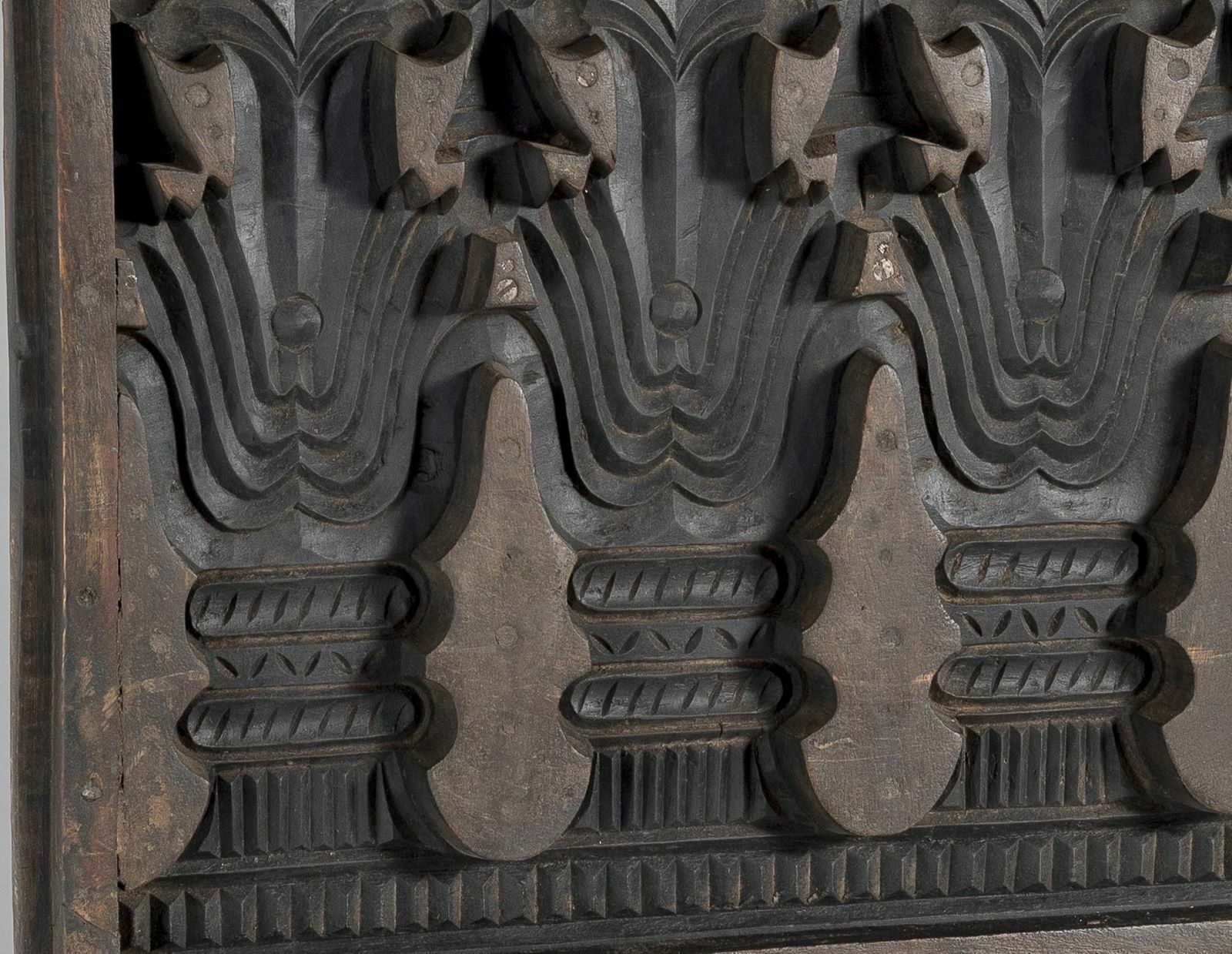 Large Scale Mid Century Carved Sculptural Wooden Shelf Art On Heavy Steel Base photo 795.0