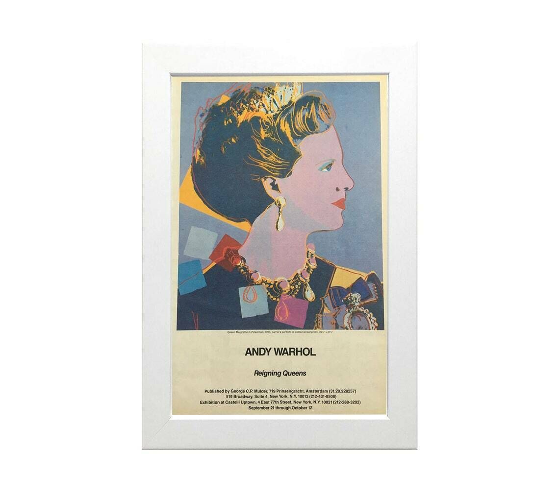 Original 1985 Andy Warhol Gallery Opening Advertisement  Reigning Queens Exhibition  Queen Margrethe II Of Denmark  Vintage Poster photo 115.0