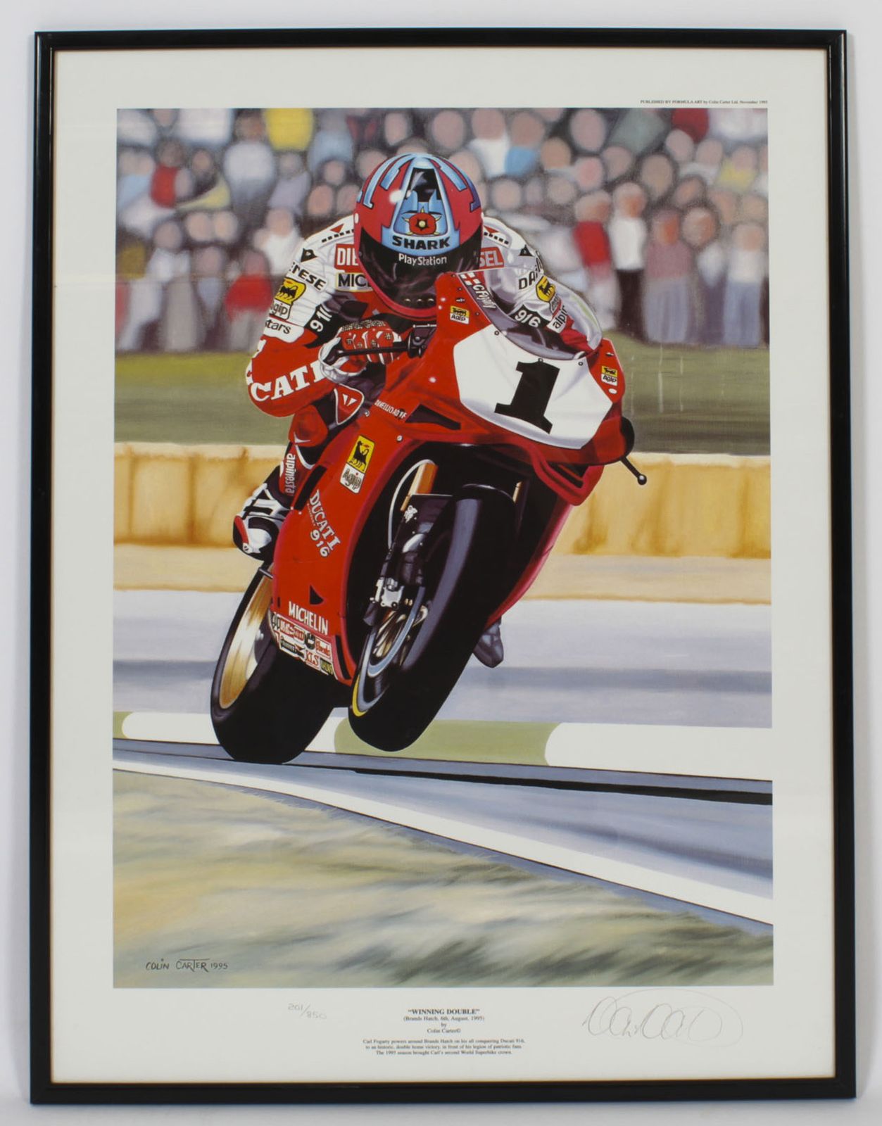 Art Large Printof  Alan Of Carl Fogarty On Ducati By Colin Carter 1995 photo