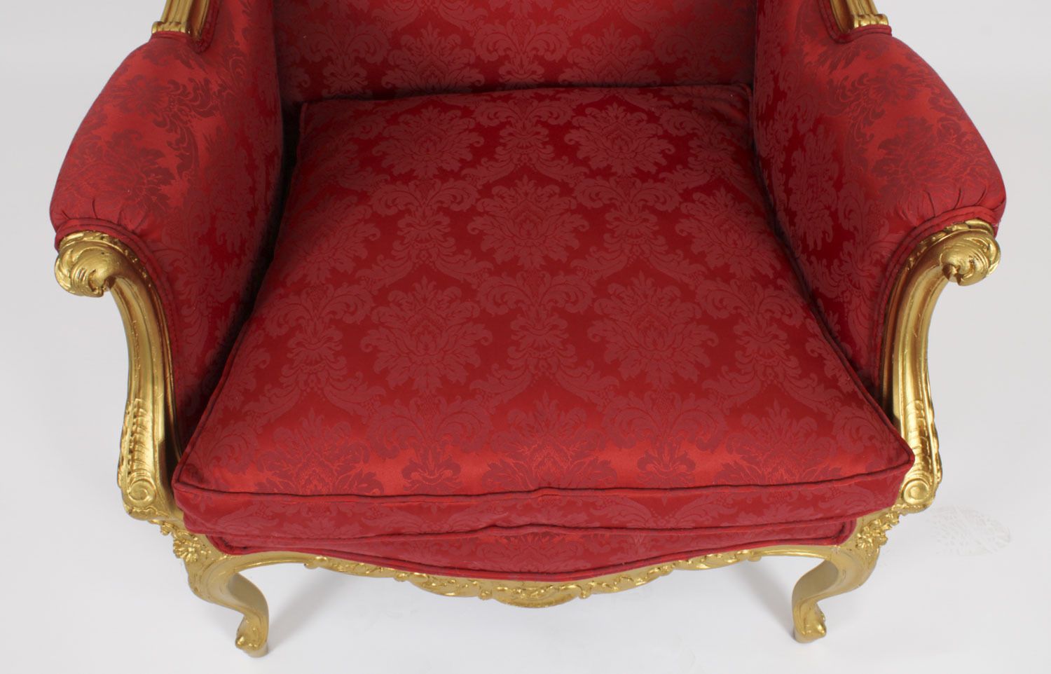 Antique Louis XV Revival Giltwood Shaped Bergere Armchair 19th C photo 2750.0