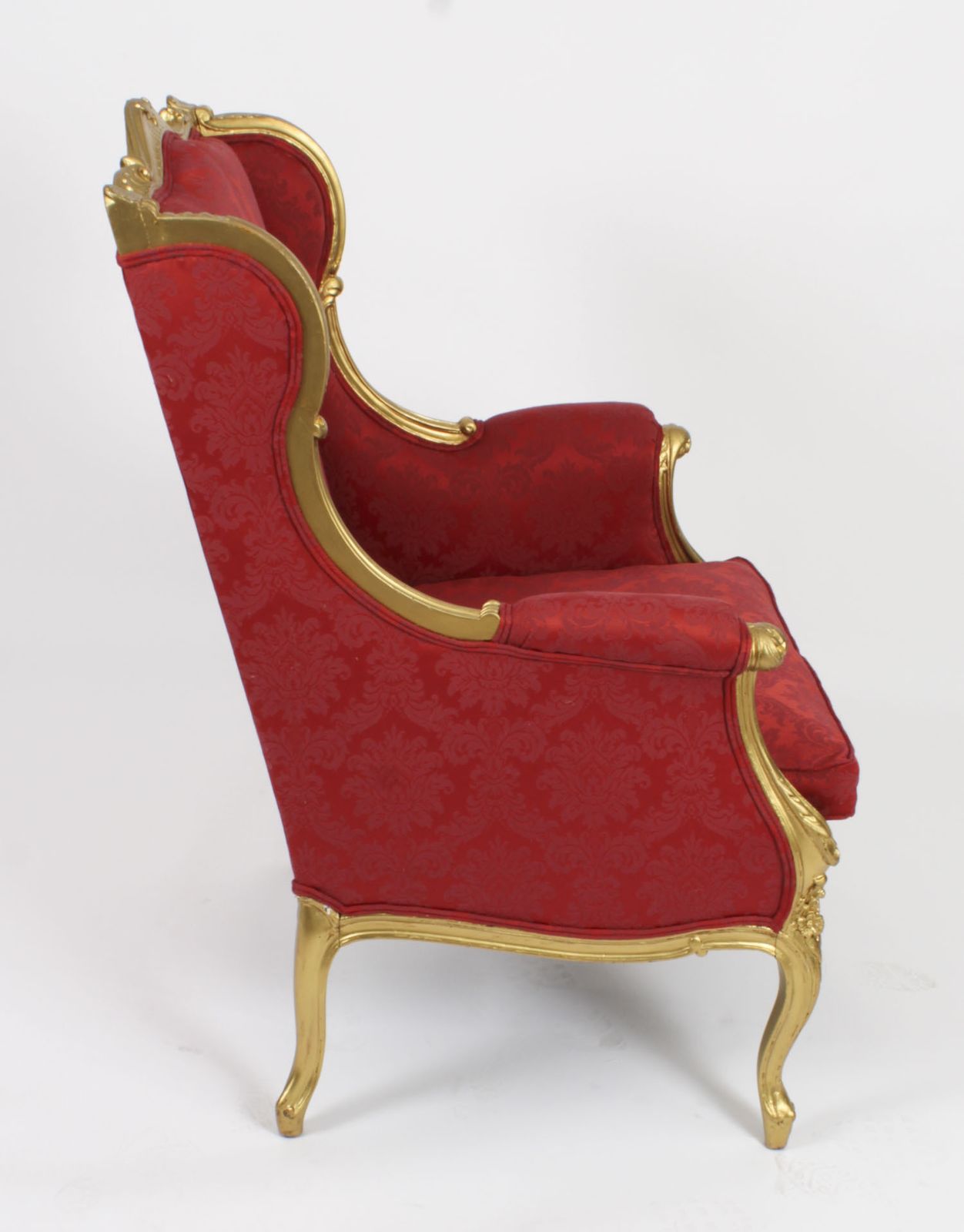 photo buy Antique Louis XV Revival Giltwood Shaped Bergere Armchair 19th C