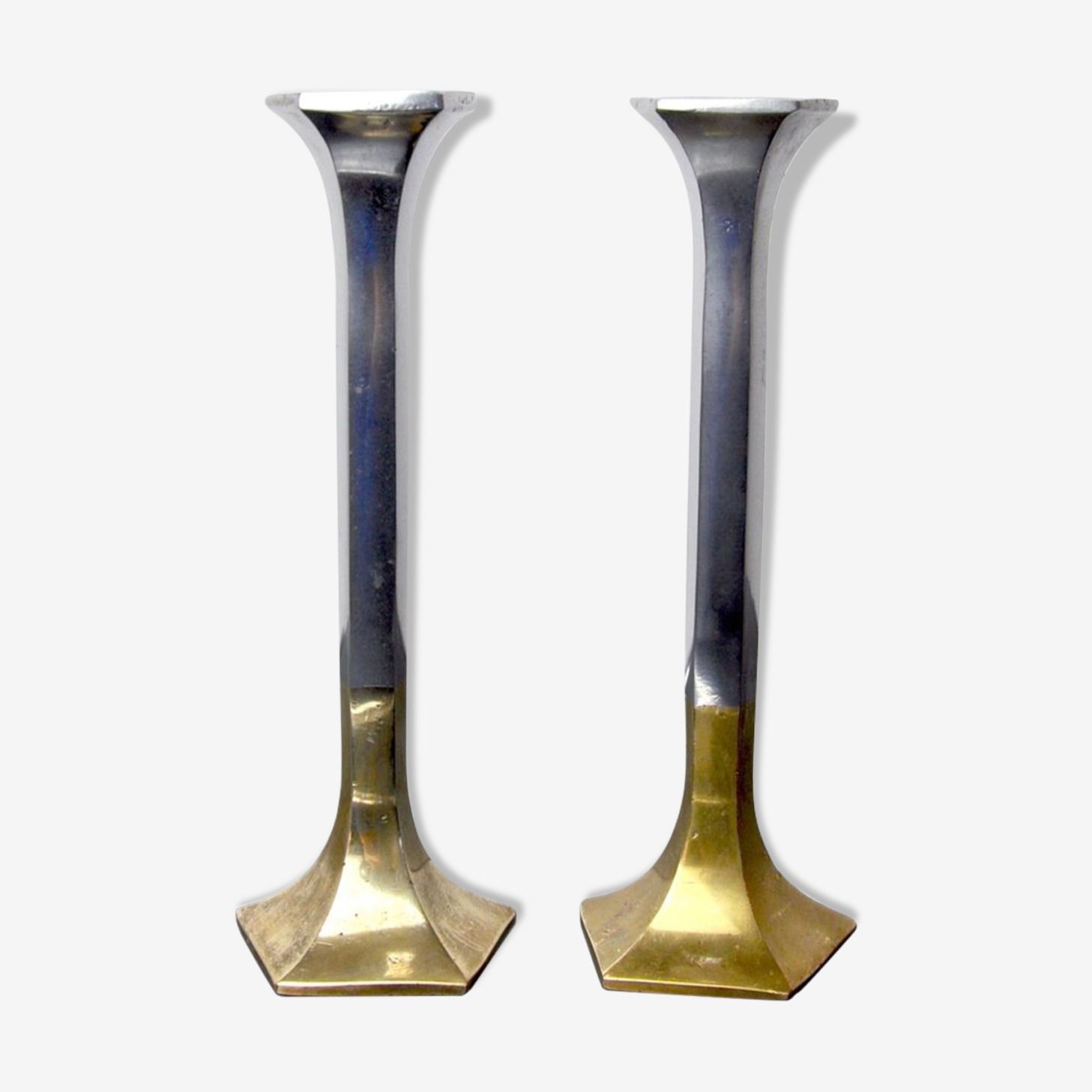 Pair Of Brutalist Candlesticks By David Marshall, 1980, Spain