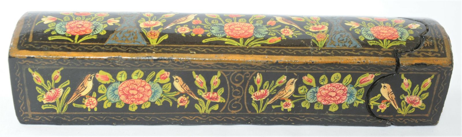 Antique Lacquered Paper Mache Qalamdan Pen Holder From Kashmir photo Home Decor