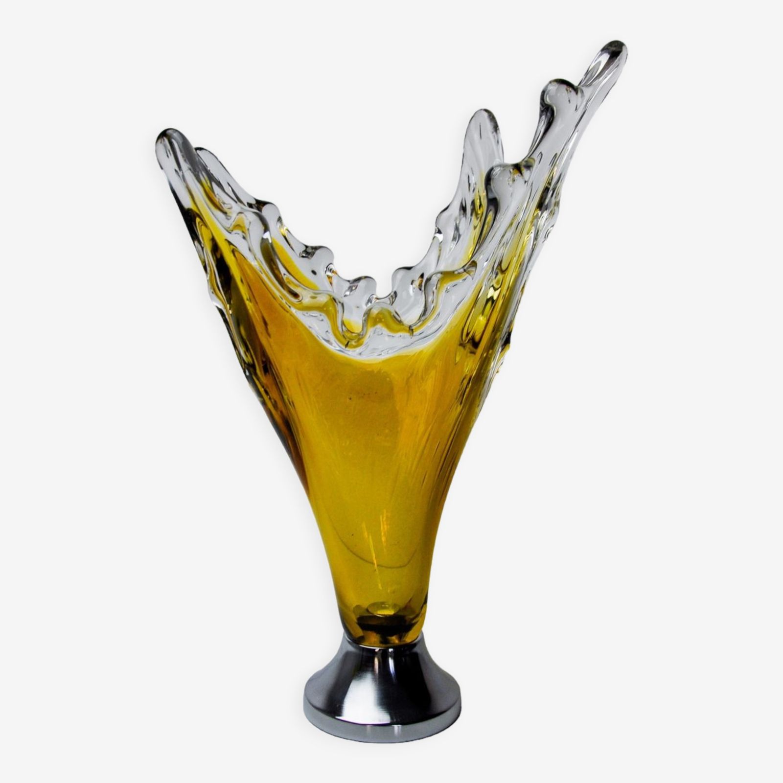 Sommerso Vase By Seguso In Yellow Murano Glass, Italy, 1970