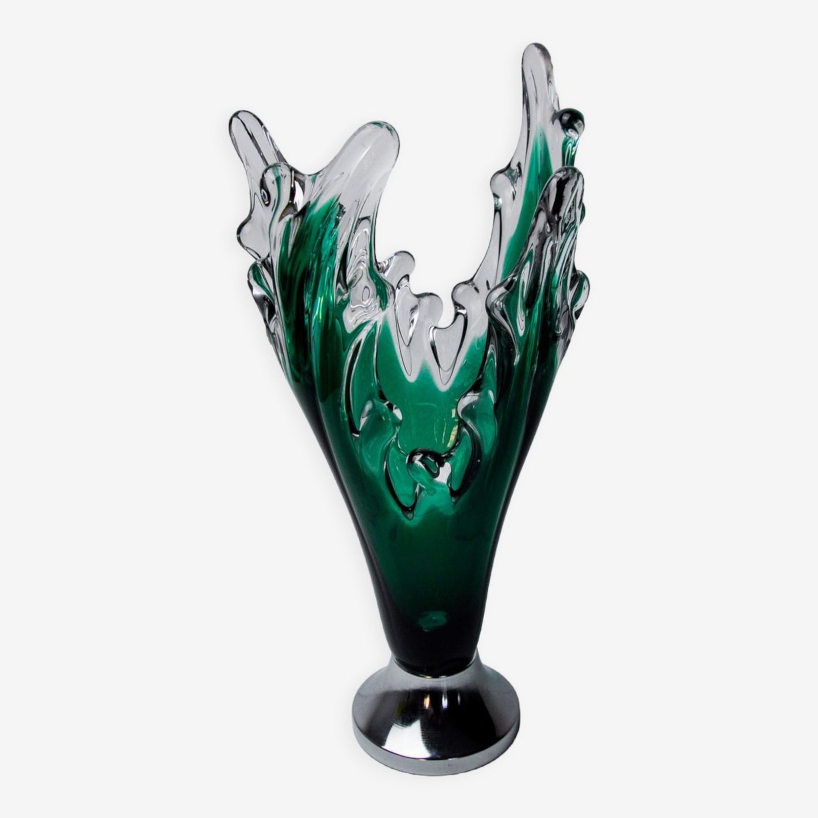 Sommerso Vase By Seguso In Green Murano Glass, Italy, 1970
