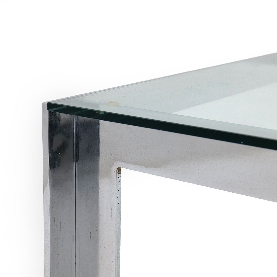 photo for sale Steel And Glass Coffee Table By Alberto Rosselli For Saporiti, 1970s