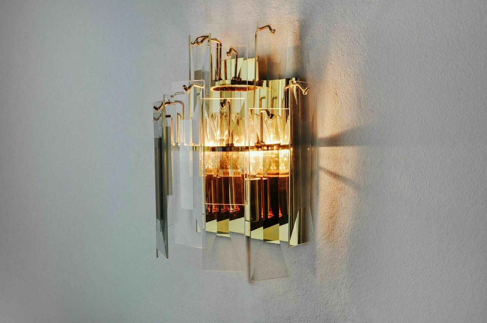 Venini Wall Lamp, Cascading Bevelled Glass, Italy, 1970 photo 671.0