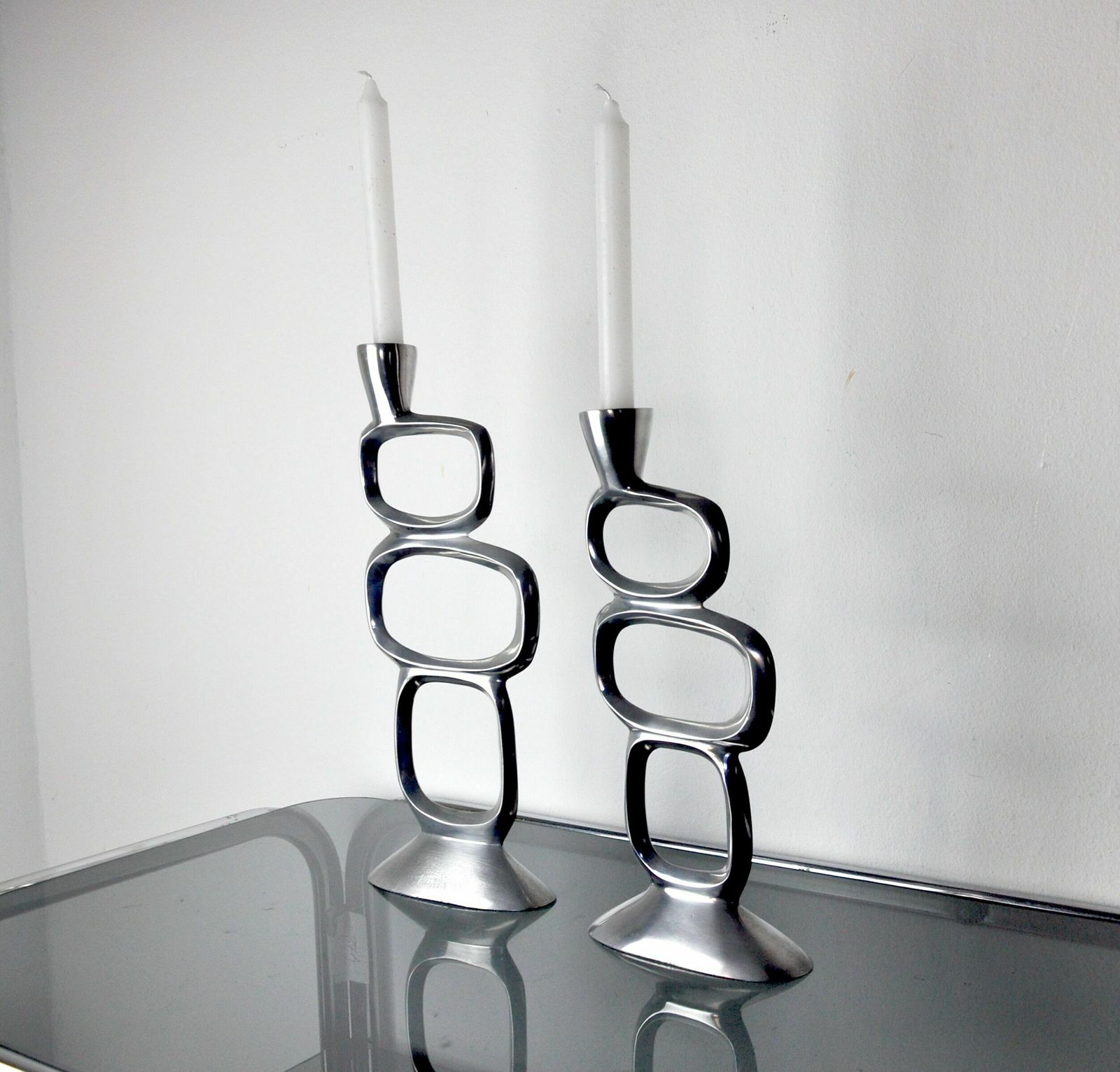 Pair Of Circle Candlesticks By Matthew Hilton, England, 1980 photo Home Decor