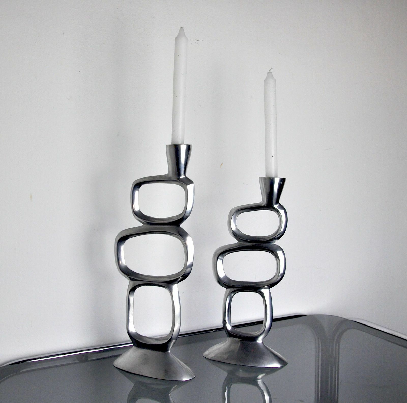 Pair Of Circle Candlesticks By Matthew Hilton, England, 1980 photo vinterior