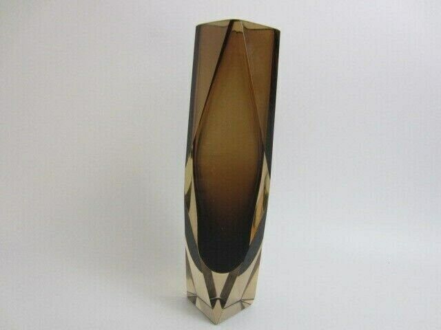 Space Age V Nason Cinnamon And Gold Sommerso Art Glass Vase Faceted Geometric photo Home Decor