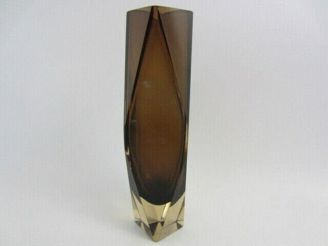 Xxl Space Age V Nason Cinnamon And Gold Sommerso Art Glass Vase Faceted Geometric photo for sale