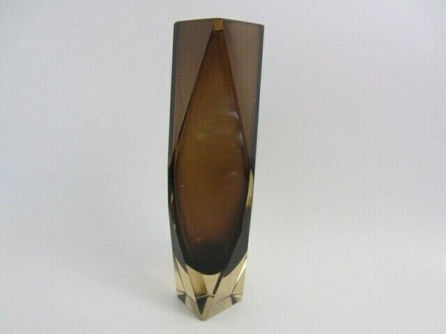 Xxl Space Age V Nason Cinnamon And Gold Sommerso Art Glass Vase Faceted Geometric photo buy